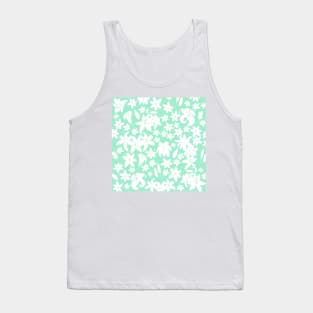 Lily Flowers Pattern in Mint Tank Top